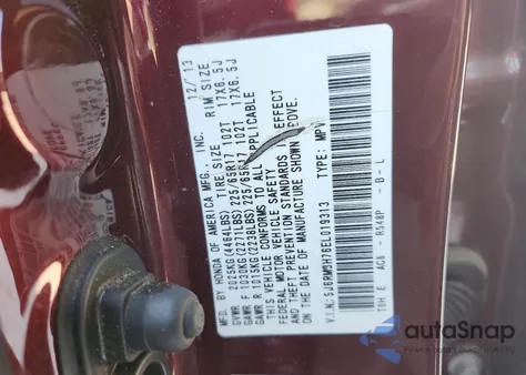 2014 Honda Cr-V Exl z USA, uszkodzony, nr VIN 5J6RM3H76EL019313